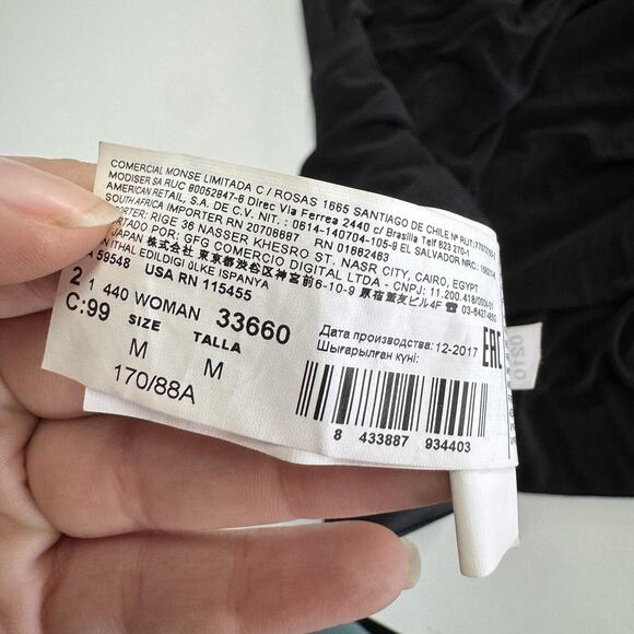 Mango Basics Dress Womens Small Black Long Sleeve Wrap Tie Mini Fit Flare - Picture 4 of 7